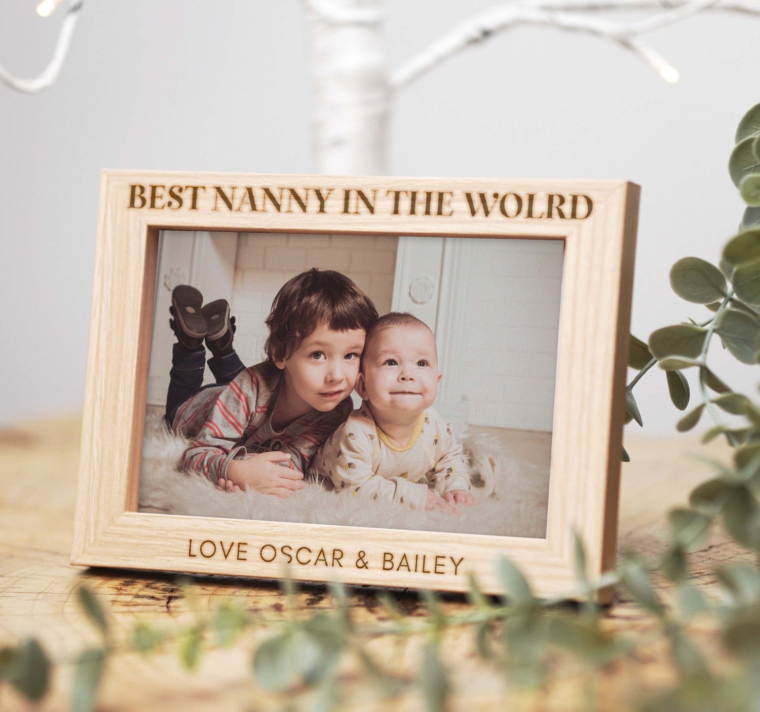 Personalised Wooden Photo Frame for Best Nanny in the World