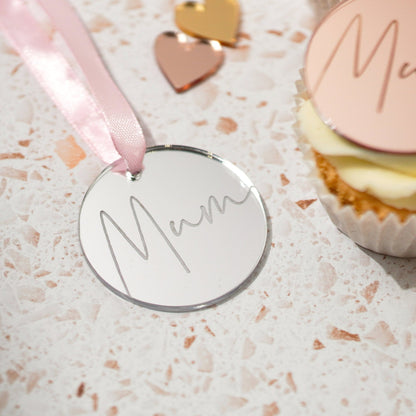 Mirror Acrylic Mum Birthday Cake Charm Disc