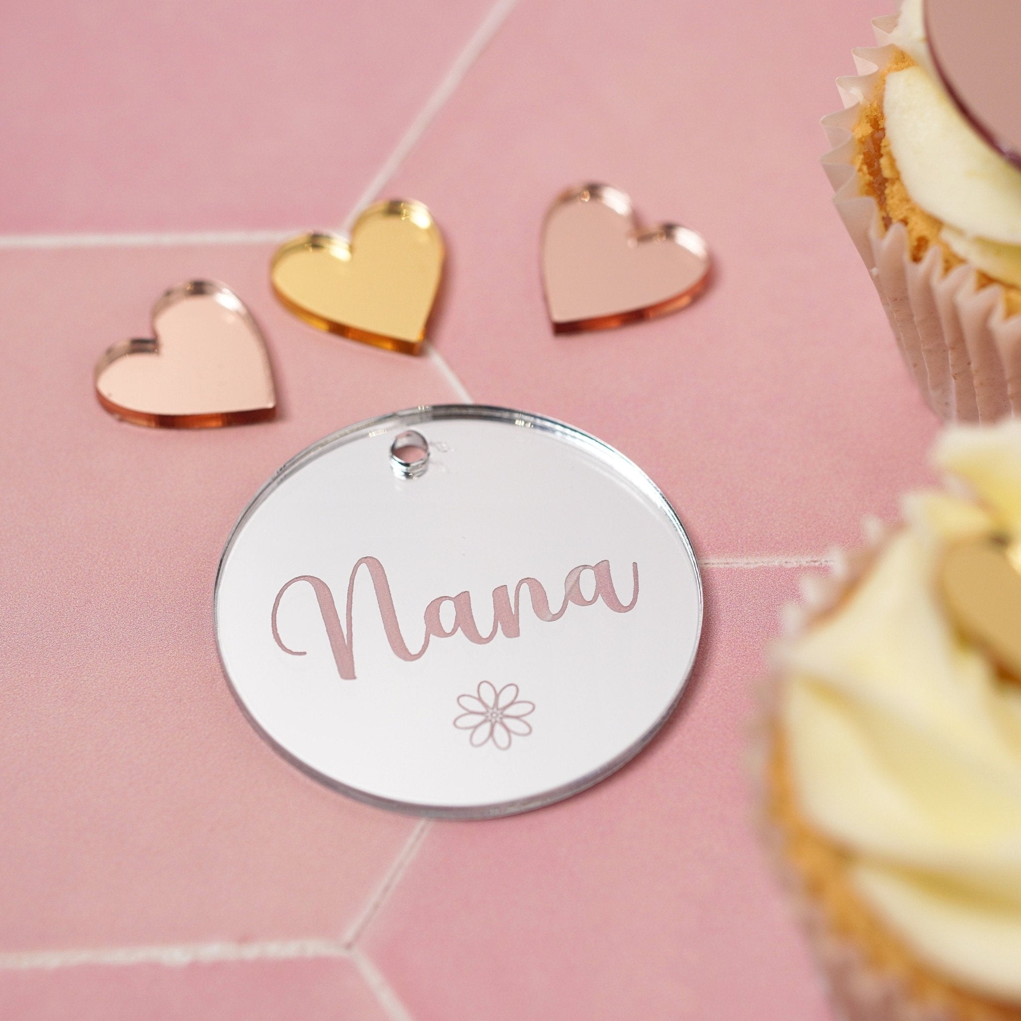 Mirror Acrylic Nana Birthday Cake Disc/Gift Tag