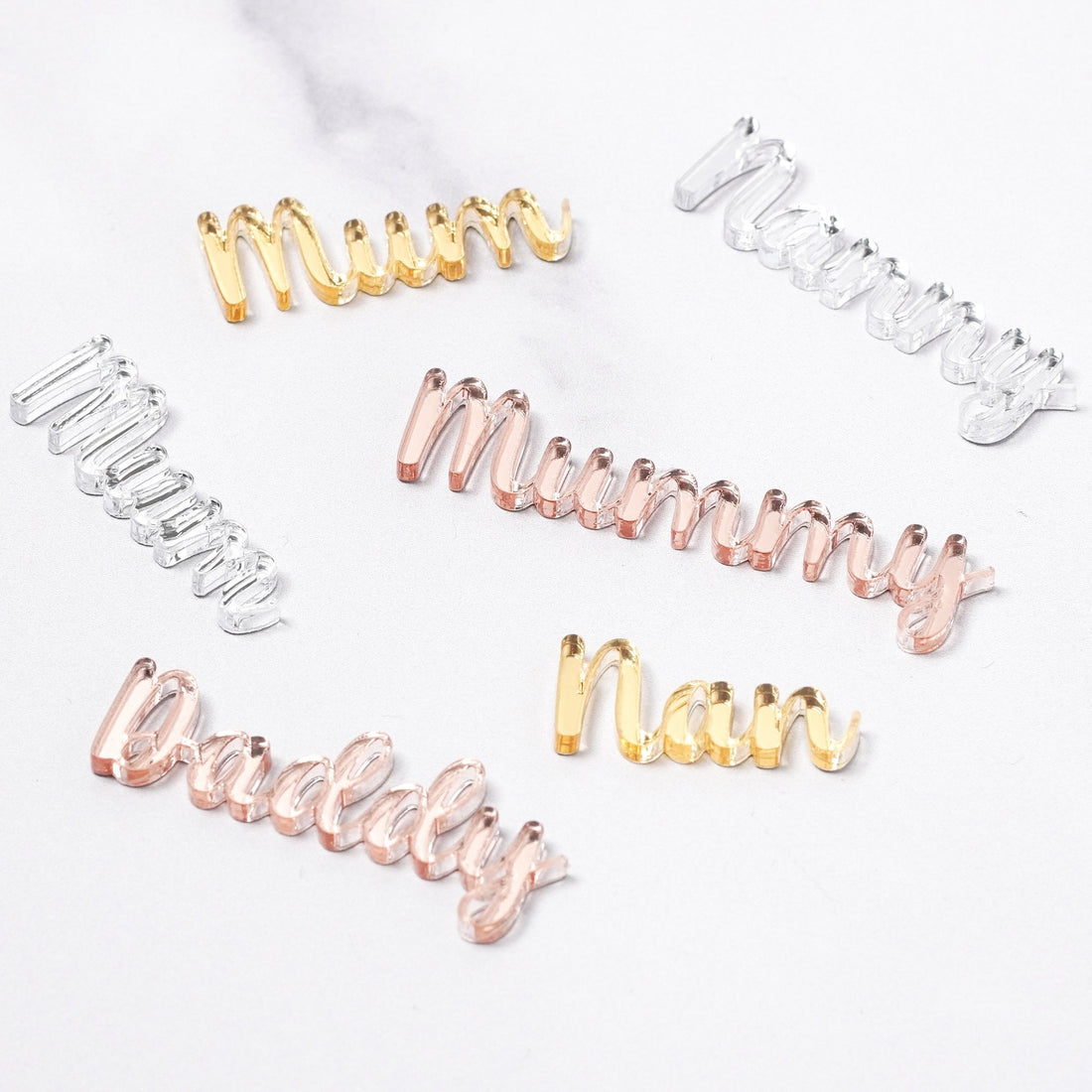 Mirror Acrylic Cupcake Charm for Mum Dad Nan Grandad