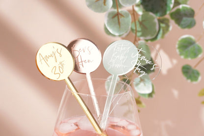 Personalised Drink Stirrers Party Decoration Ideas for Adults Baby Shower Favours Personalized Birthday decorations for Women Men Custom