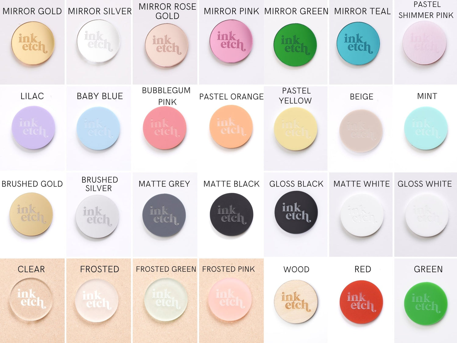 acrylic colour swatch selection 