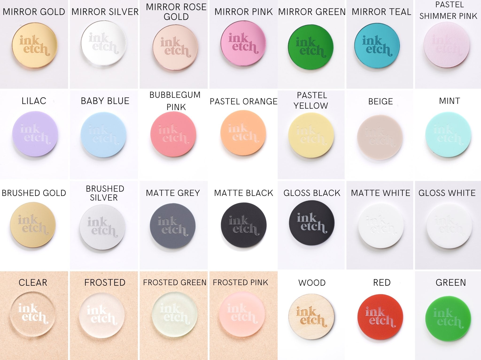 acrylic colour swatch selection 