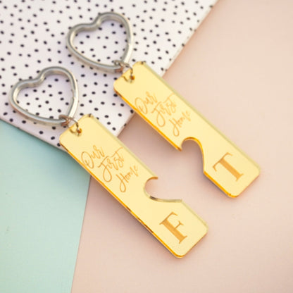 acrylic key ring heart pair for couple&