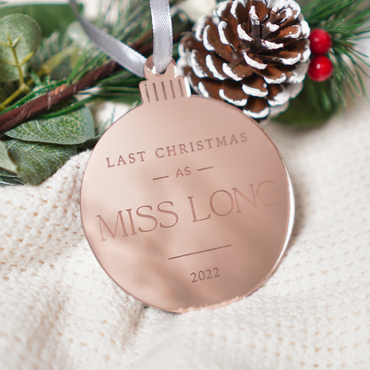 Christmas bauble for bride to be
