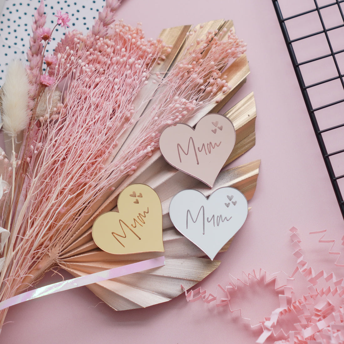 Mothers Day Heart Cupcake Charms