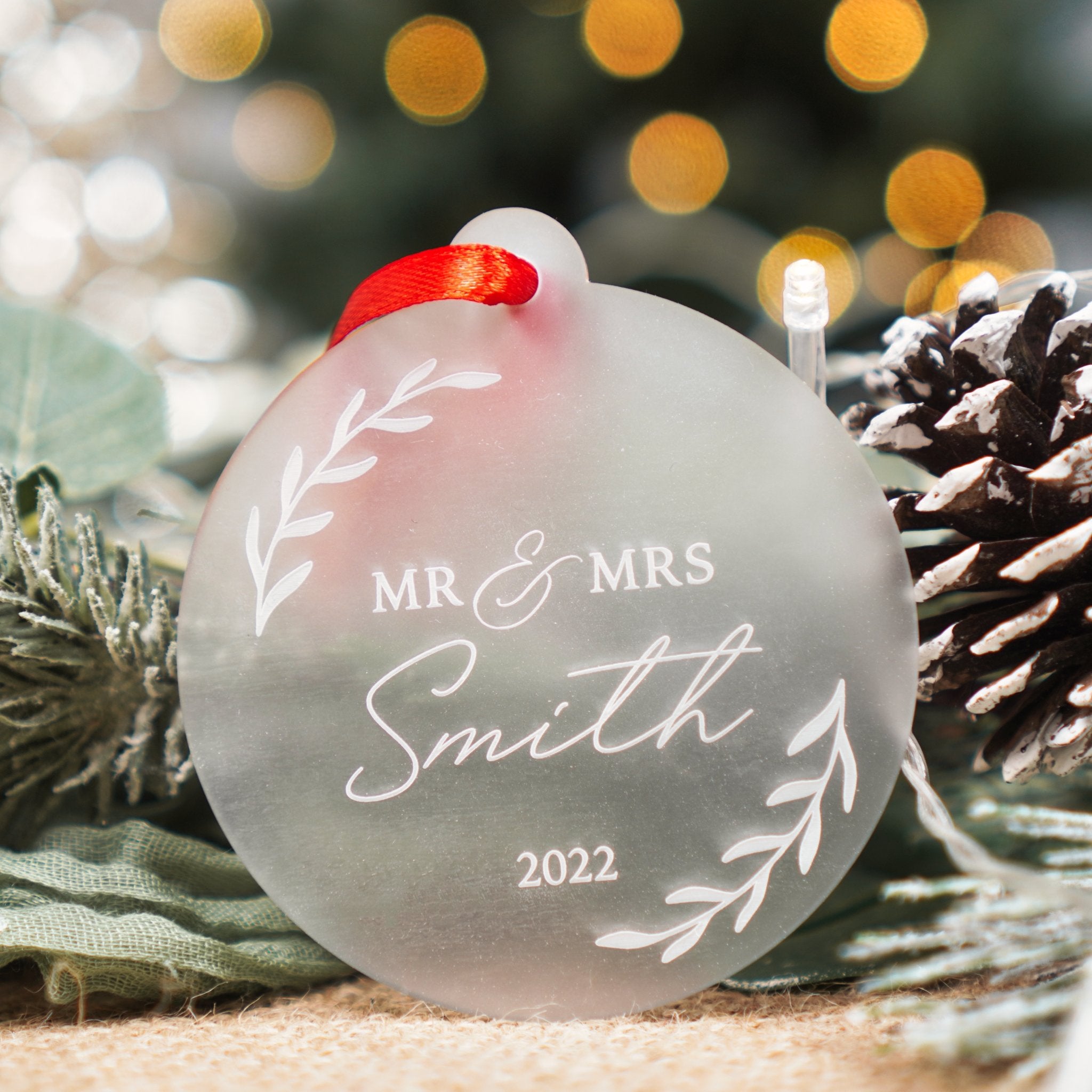 acrylic mr and mrs Christmas ornament gift 