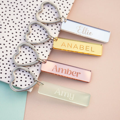personalised acrylic name key ring charms for friend or partner  
