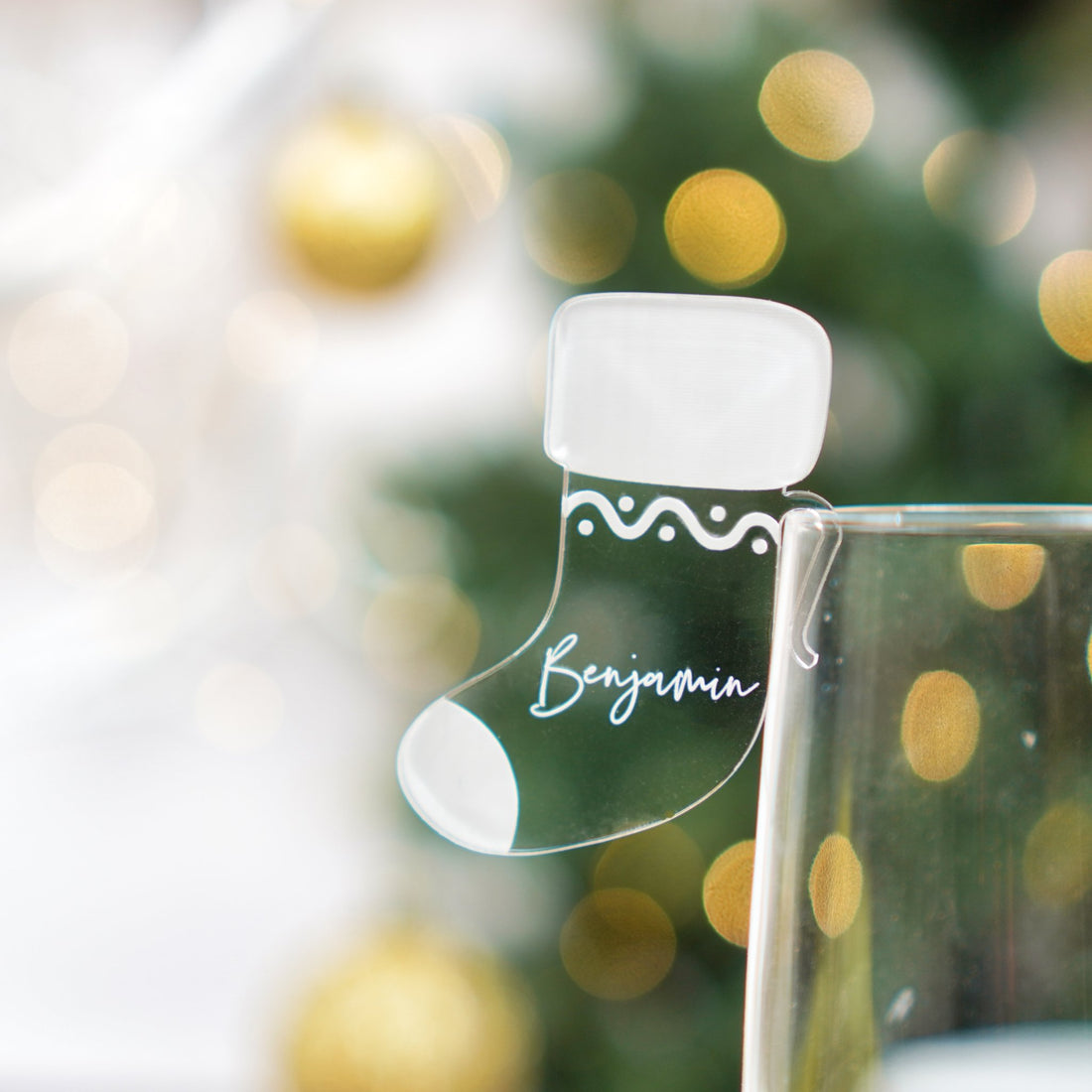 Personalised Christmas stocking drink tag