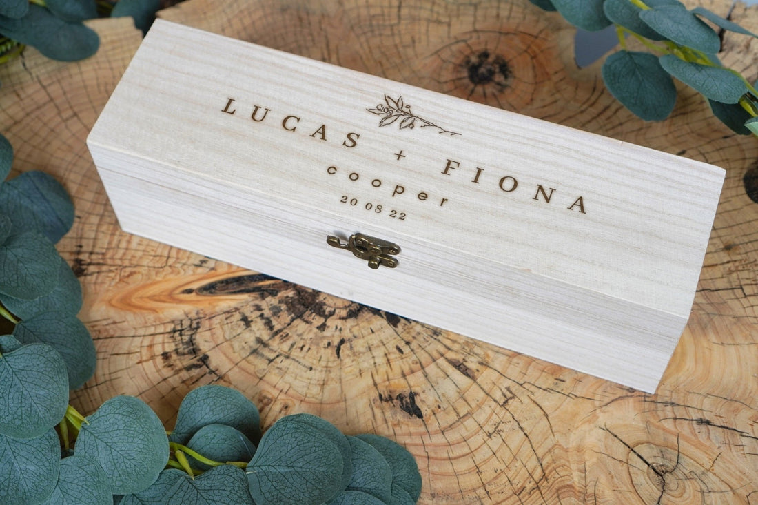 Engraved Personalised  Wooden Wine Champagne Bottle Box