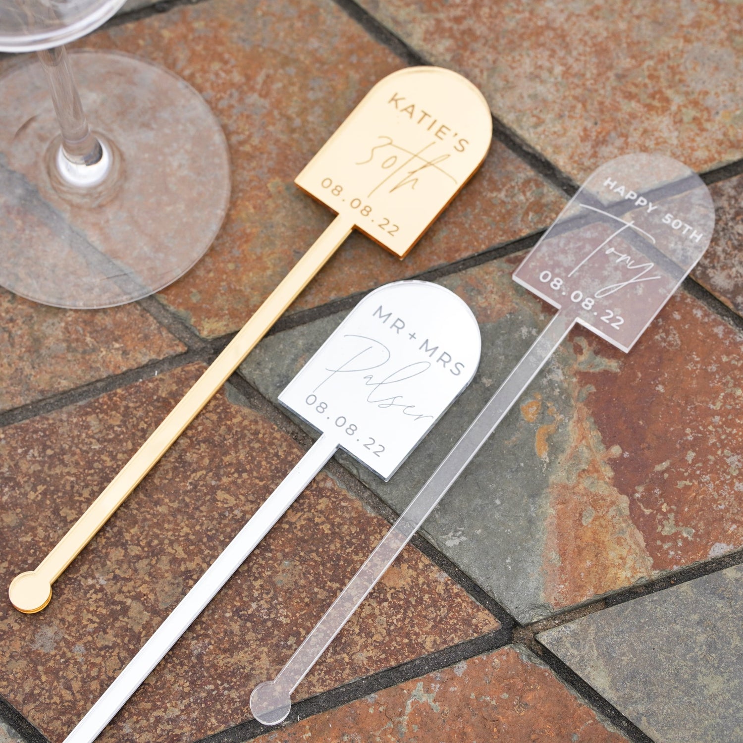 acrylic arch cocktail and drink stirrers for celebration table decorations 