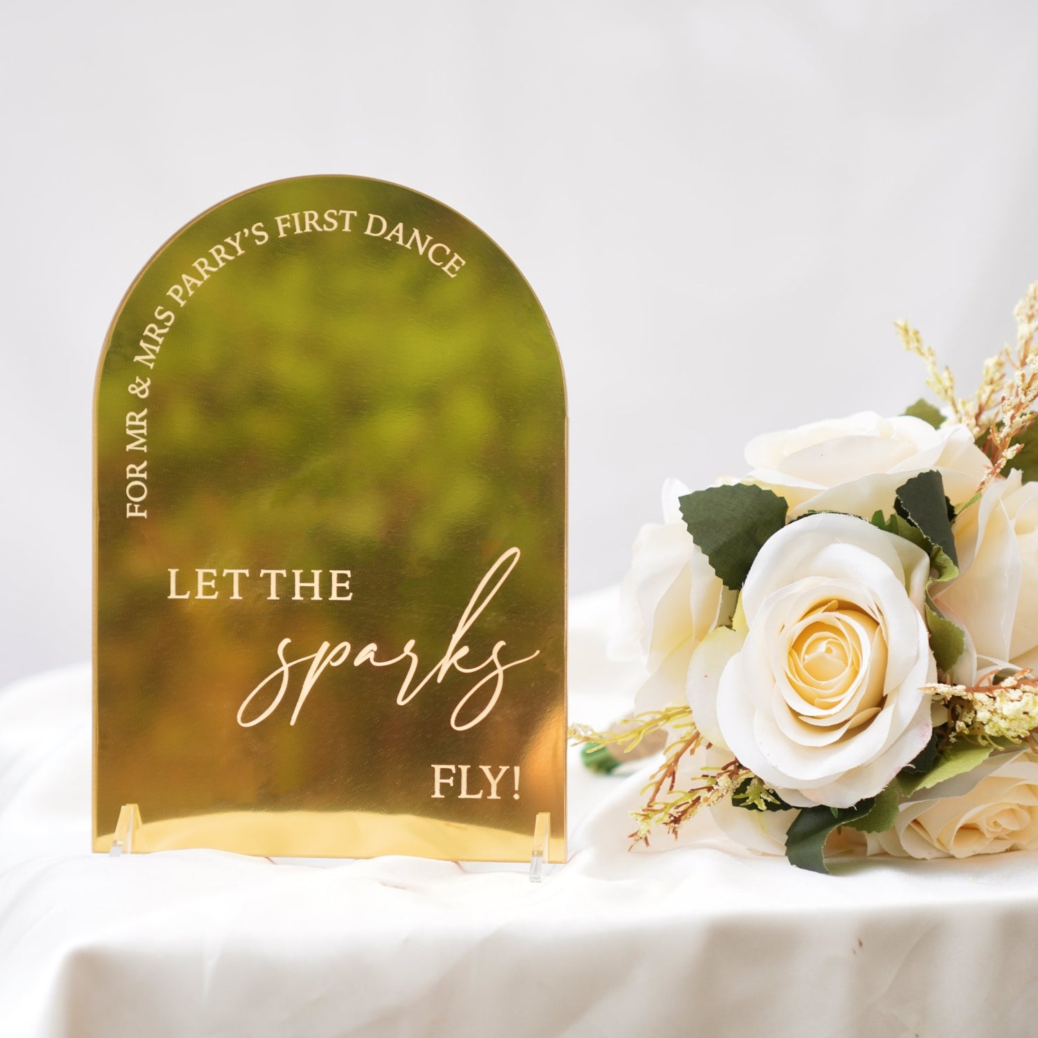 Let The Sparks Fly Sign Wedding Sign with Stand