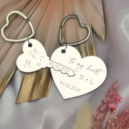 Personalised Key &amp; Heart Keyring