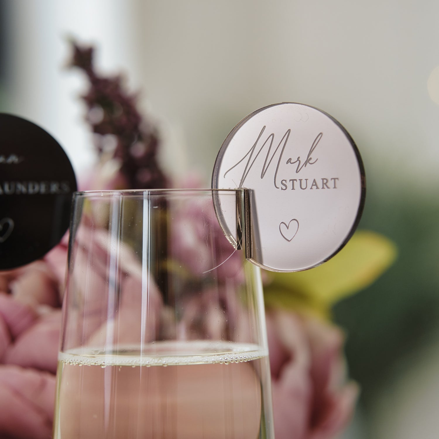 Personalised acrylic Drink Charms With Heart Detail