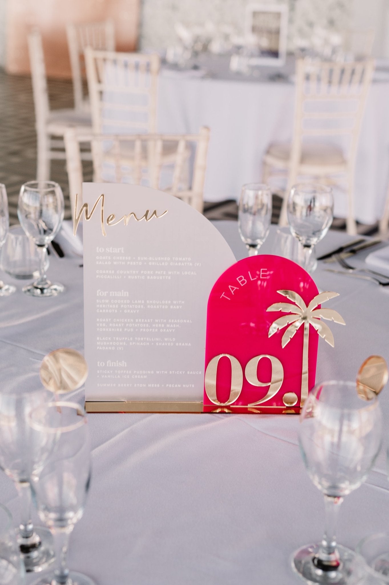 Wedding menu sign with table number