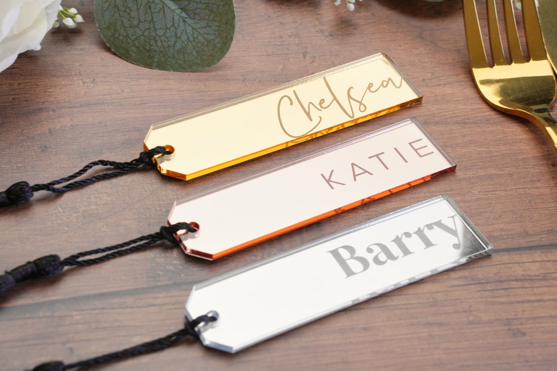personalised acrylic book marks with tassel for weddings