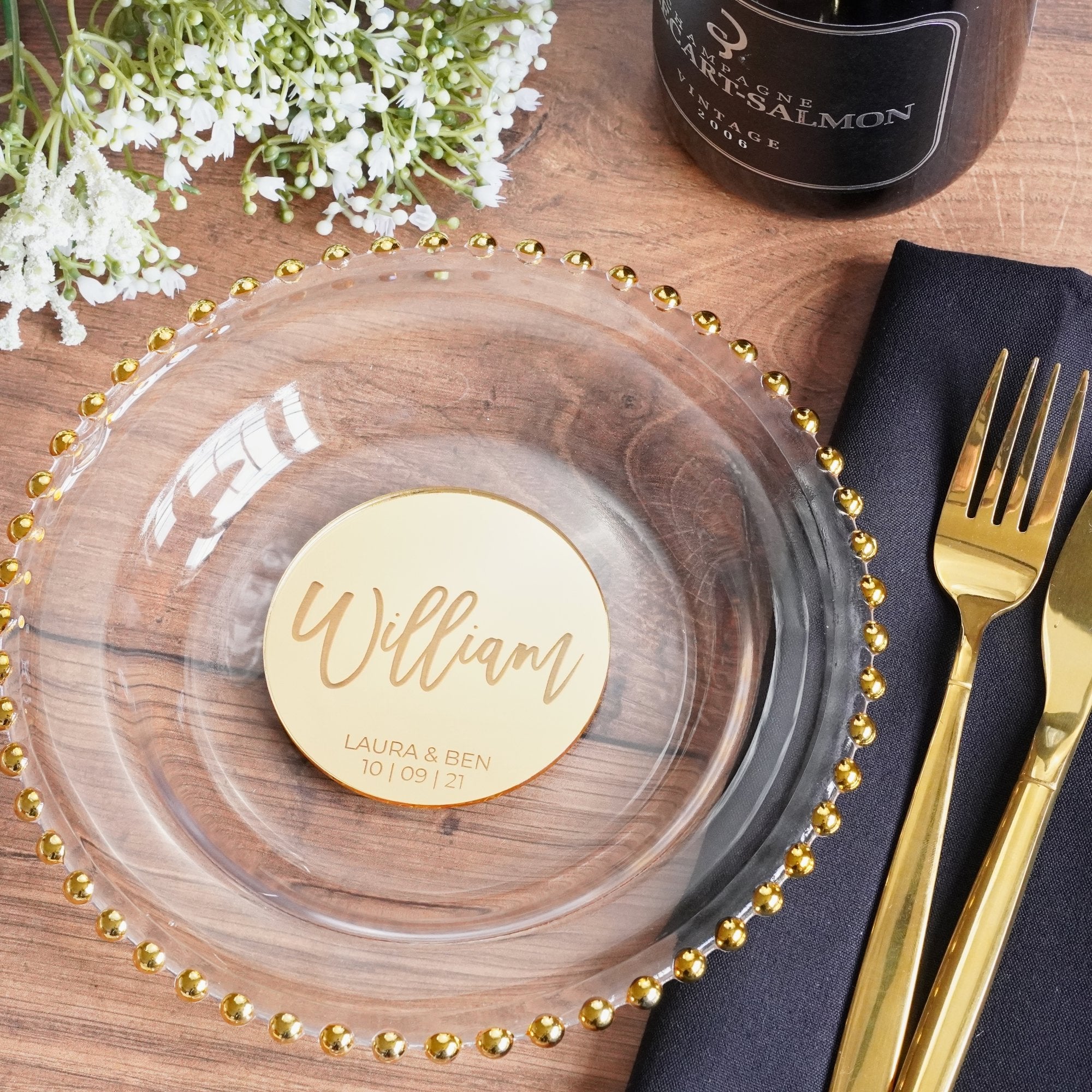 personalised circle coasters for wedding gifts