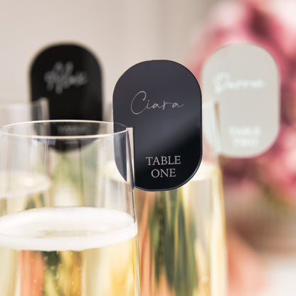 Wedding name tags with table numbers