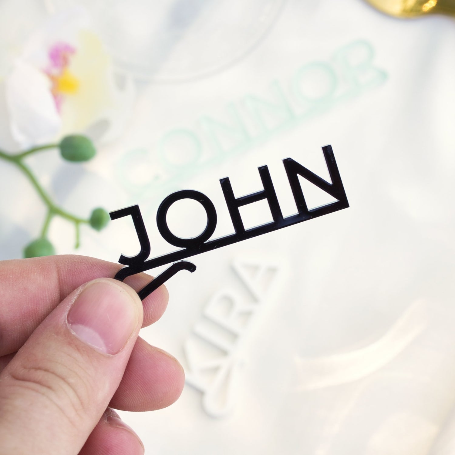 wedding name glass tags