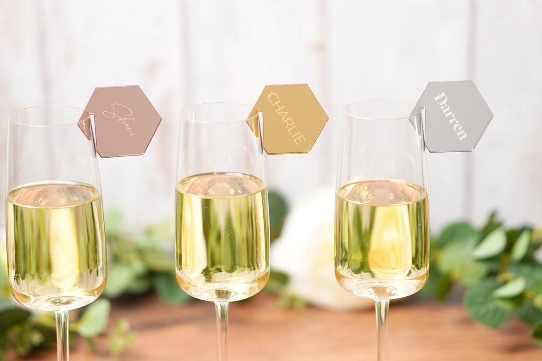 Hexagon Wedding Drink Tags