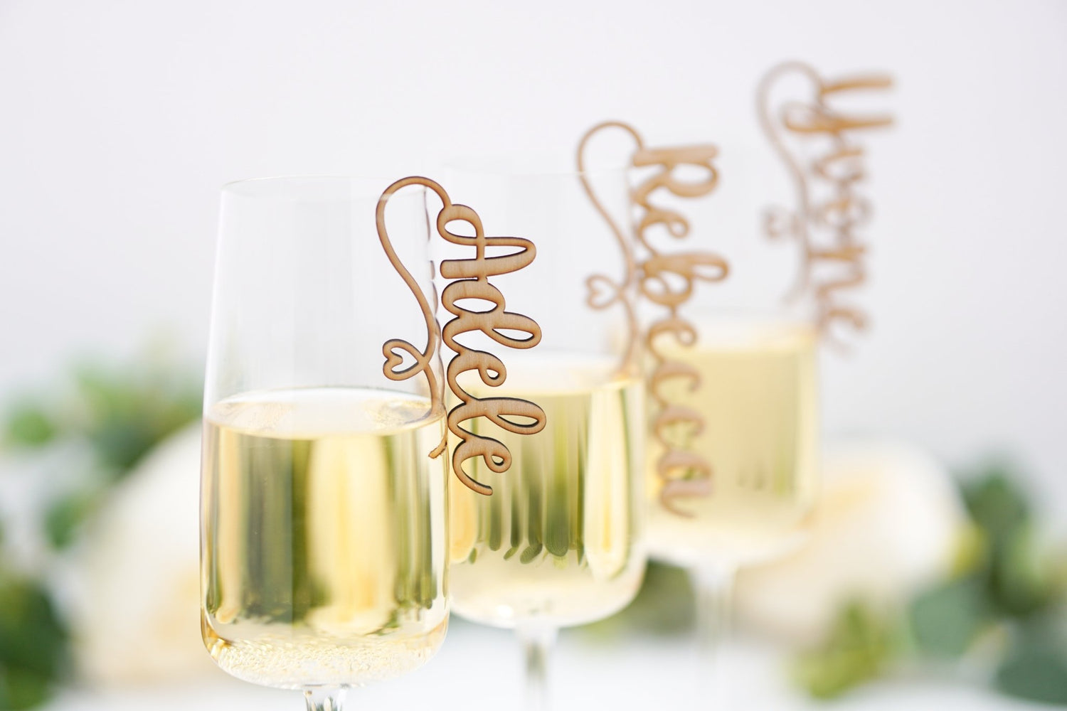 personalised wedding drink and table charms 
