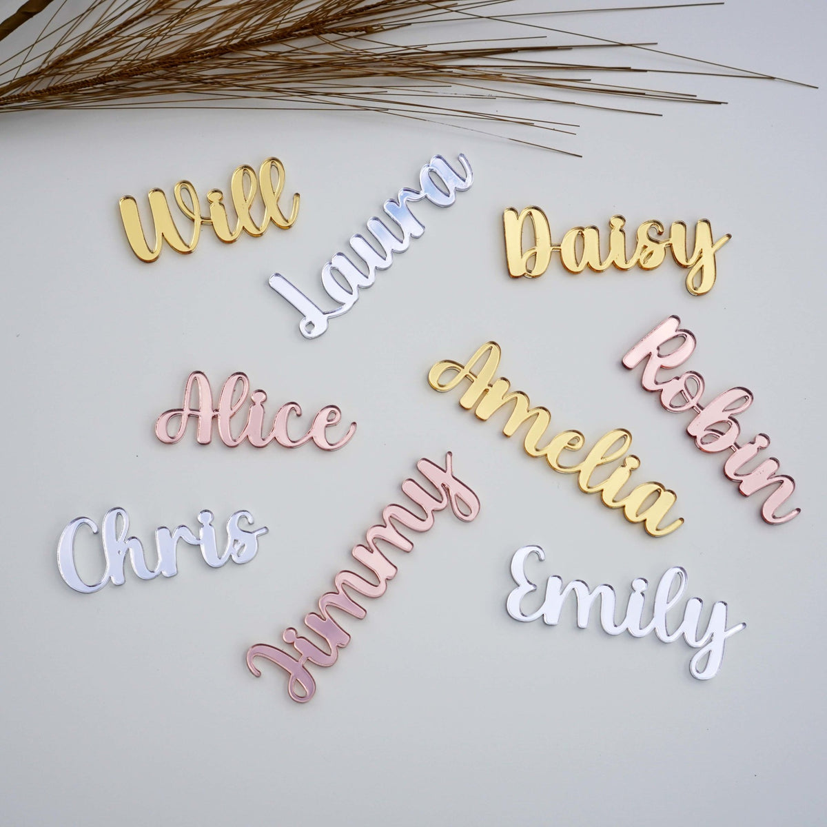 Mirrored Acrylic Wedding Place Names – inketch