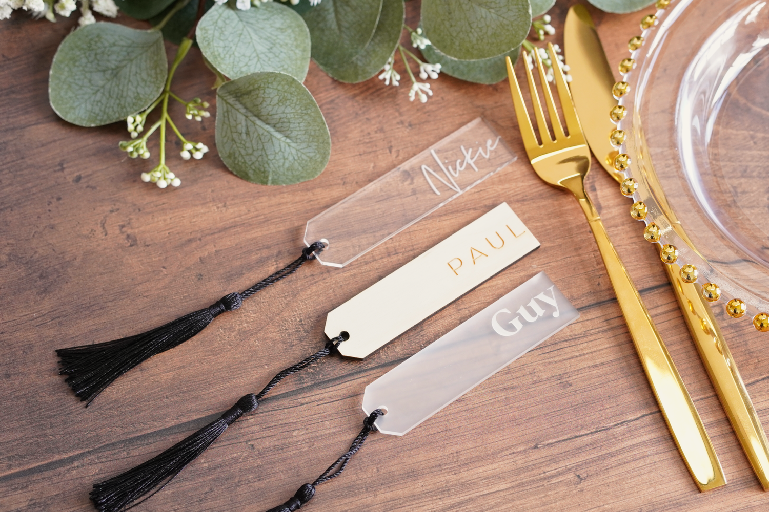 custom wedding bookmark table place names and wedding favours