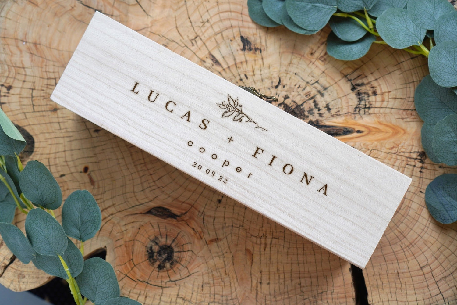 Engraved Wooden Wine Champagne Bottle Box