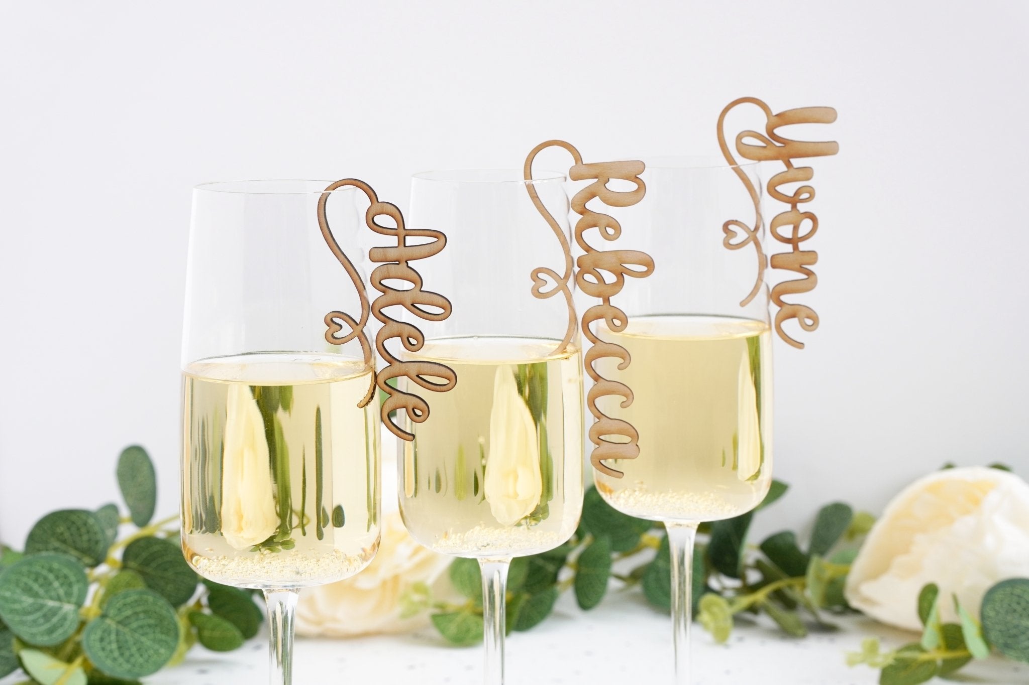 personalised decorative wooden name drink charms 